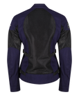 The back of a blue and black women motorcycle mesh jacket from MotoGirl