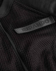 a pando moto logo on a mesh black body suit base layer for women from Pando