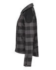 side of black & grey flannel style women's jacket