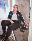 Damen-Motorrad-Leggings mit geripptem Knie-Design
