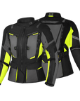 shima motorcycle touring jacket for women in black/ fluo