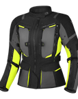 shima motorcycle touring jacket for women in black/ fluo