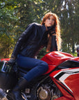 Amelia Black - Motorrad-Lederjacke für Damen