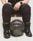 Damen-Motorrad-Leggings mit geripptem Knie-Design