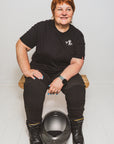 Damen-Motorrad-Leggings mit geripptem Knie-Design