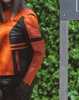 Amelia Orange - Motorrad-Lederjacke für Damen