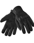 Pair of black tactical gloves on a white background