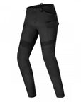 Slim fit black women's motorcyle jeans with cargo pockets