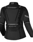 THE BACK OF BLACK TEXTILE WOMEN'S MOTORCYCLE JACKET FROM SHIMA