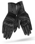 black long leather motorcycle gloves STX Shima