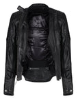 open black leather jacket with inside zipper from moto girl