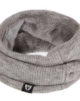 Knitted grey neck warmer with grey fake fur inside from moto girl