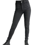 black high waist women's motorcycle jeans