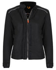 Women's textile black motorcycle jacket unzipped orange zip from moto girl