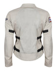 The back of white women's summer mesh motorcycle jacket from Moto Girl