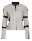 The front of white women's summer mesh motorcycle jacket from Moto Girl