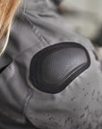 a slider on the shoulder of grey women's motorcycle jacket from SHIMA