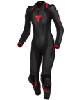 Black and red women's motorcycle racing suit from Shima from the front