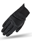 Black leather and textile women motorcycle glove from shima