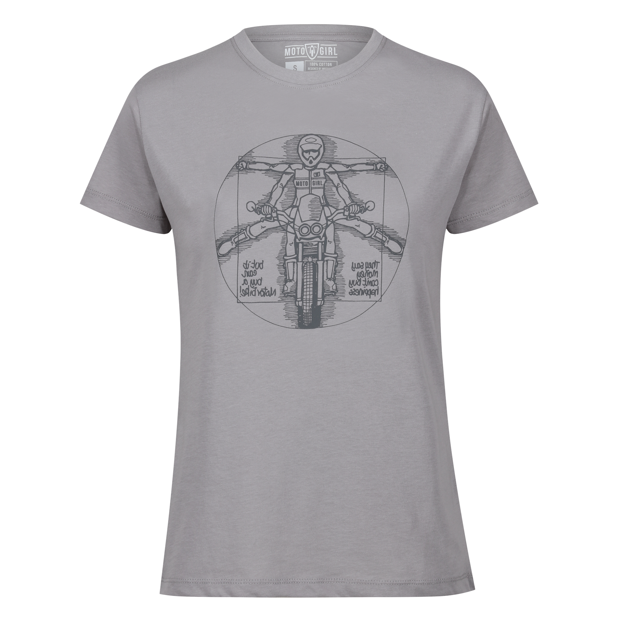 grey short sleeve women's t-shirt with the Davinci painting looking motive on the front