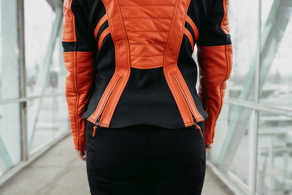 Amelia Orange - Motorrad-Lederjacke für Damen