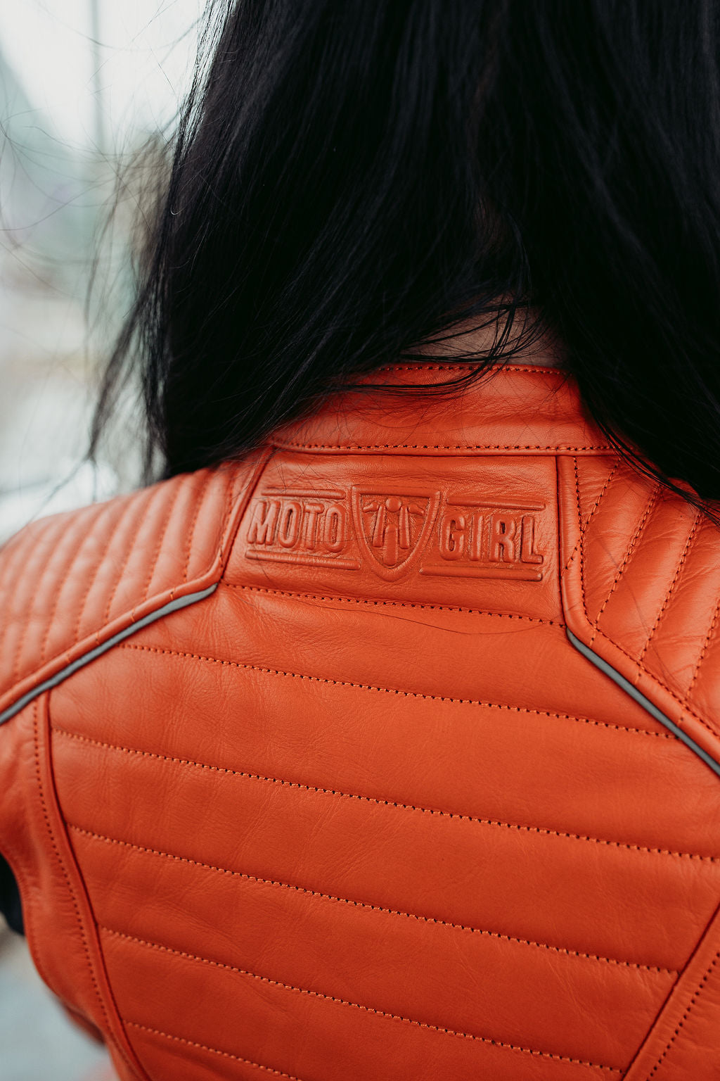 Amelia Orange - Motorrad-Lederjacke für Damen