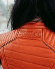 Amelia Orange - Motorrad-Lederjacke für Damen