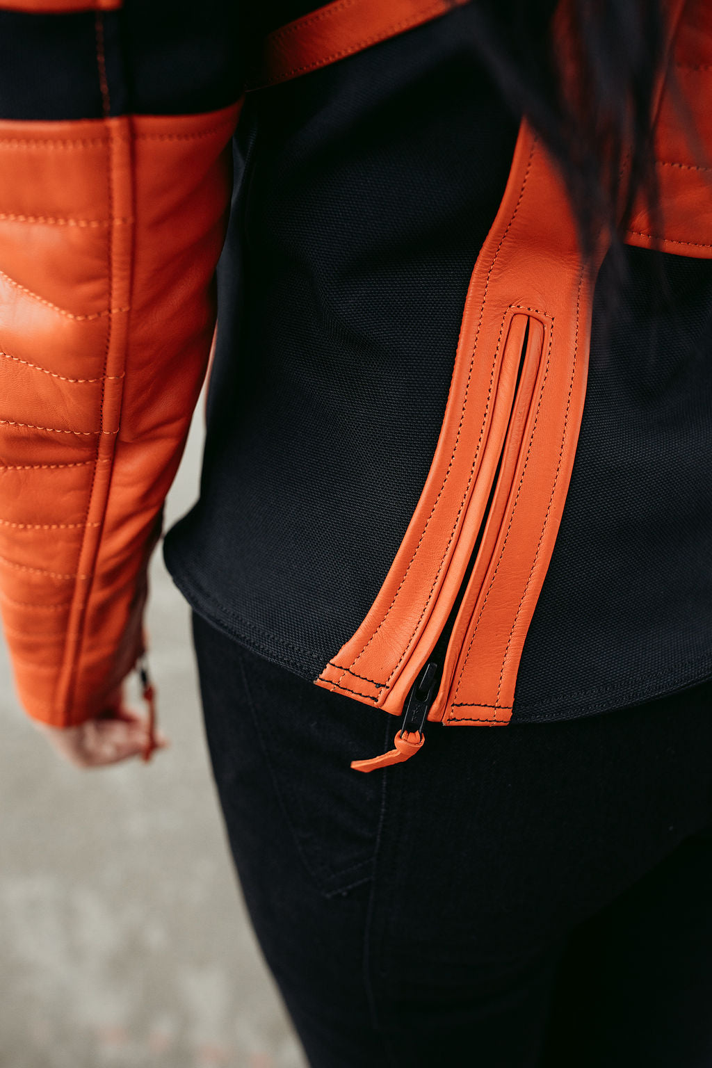 Amelia Orange - Motorrad-Lederjacke für Damen
