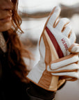 a woman wearing colourful leather motorcycle lady gloves from Wildust