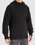 Man wearing Black Motorcycle Hoodie from Pando Moto