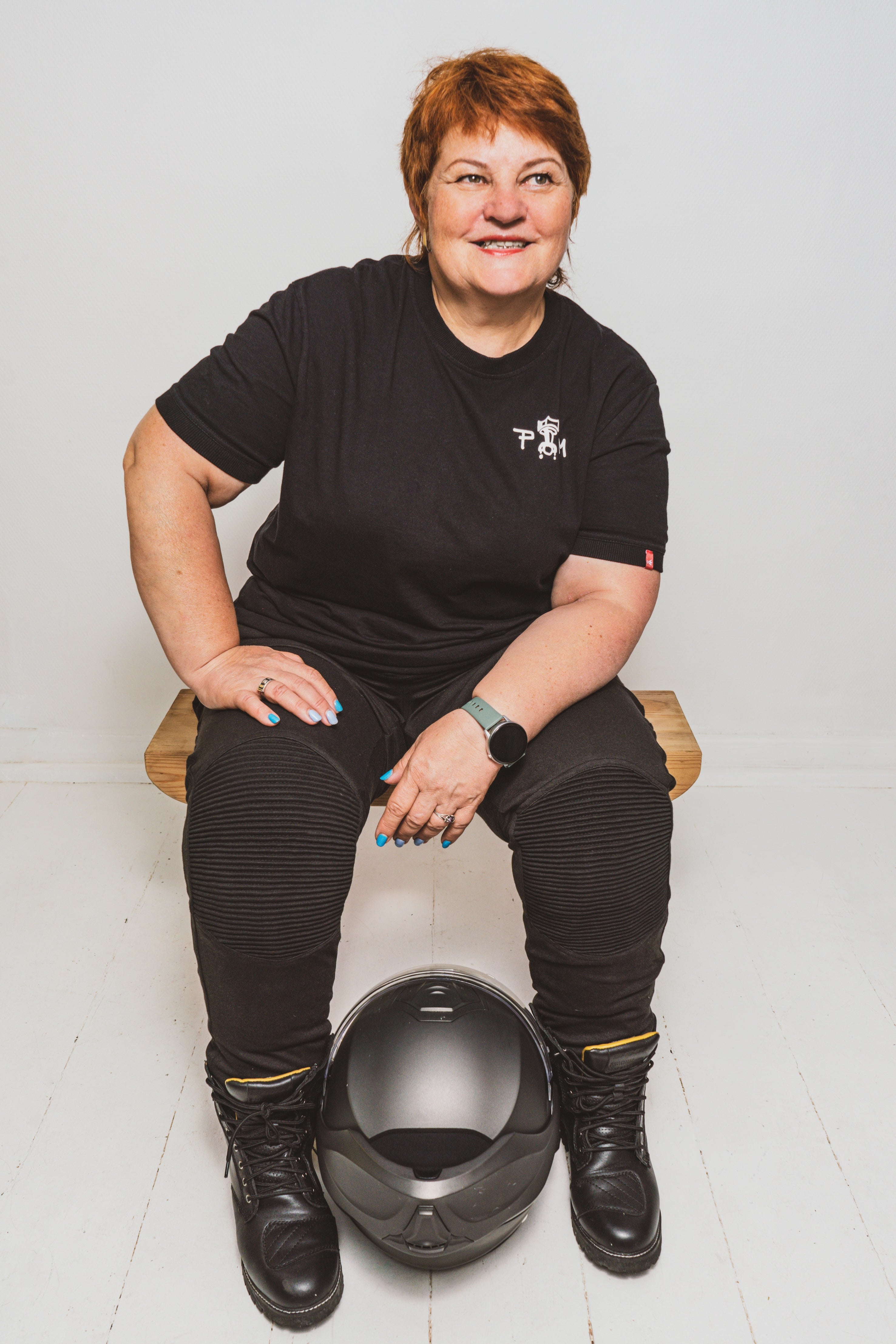 Damen-Motorrad-Leggings mit geripptem Knie-Design