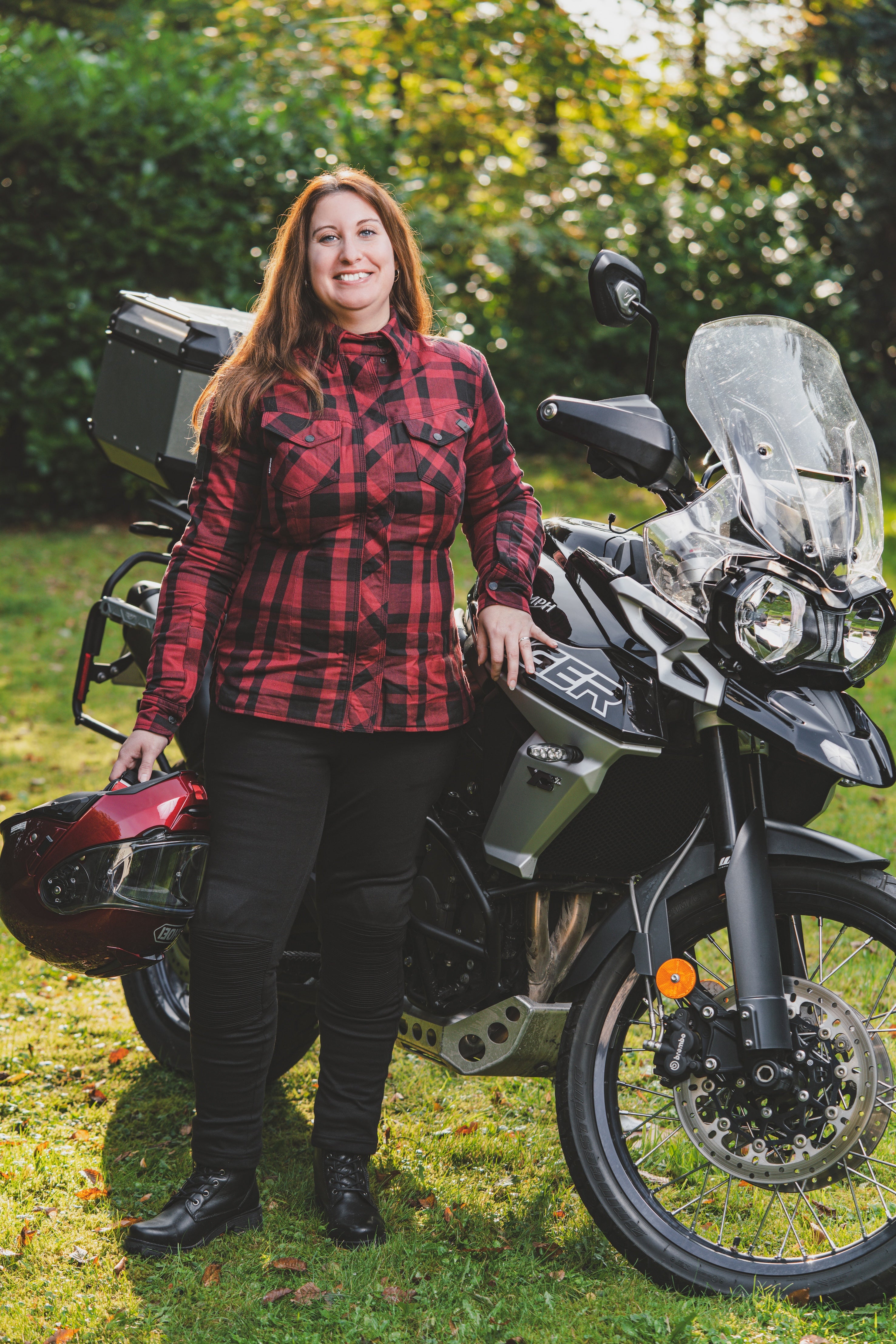 Damen-Motorrad-Leggings mit geripptem Knie-Design