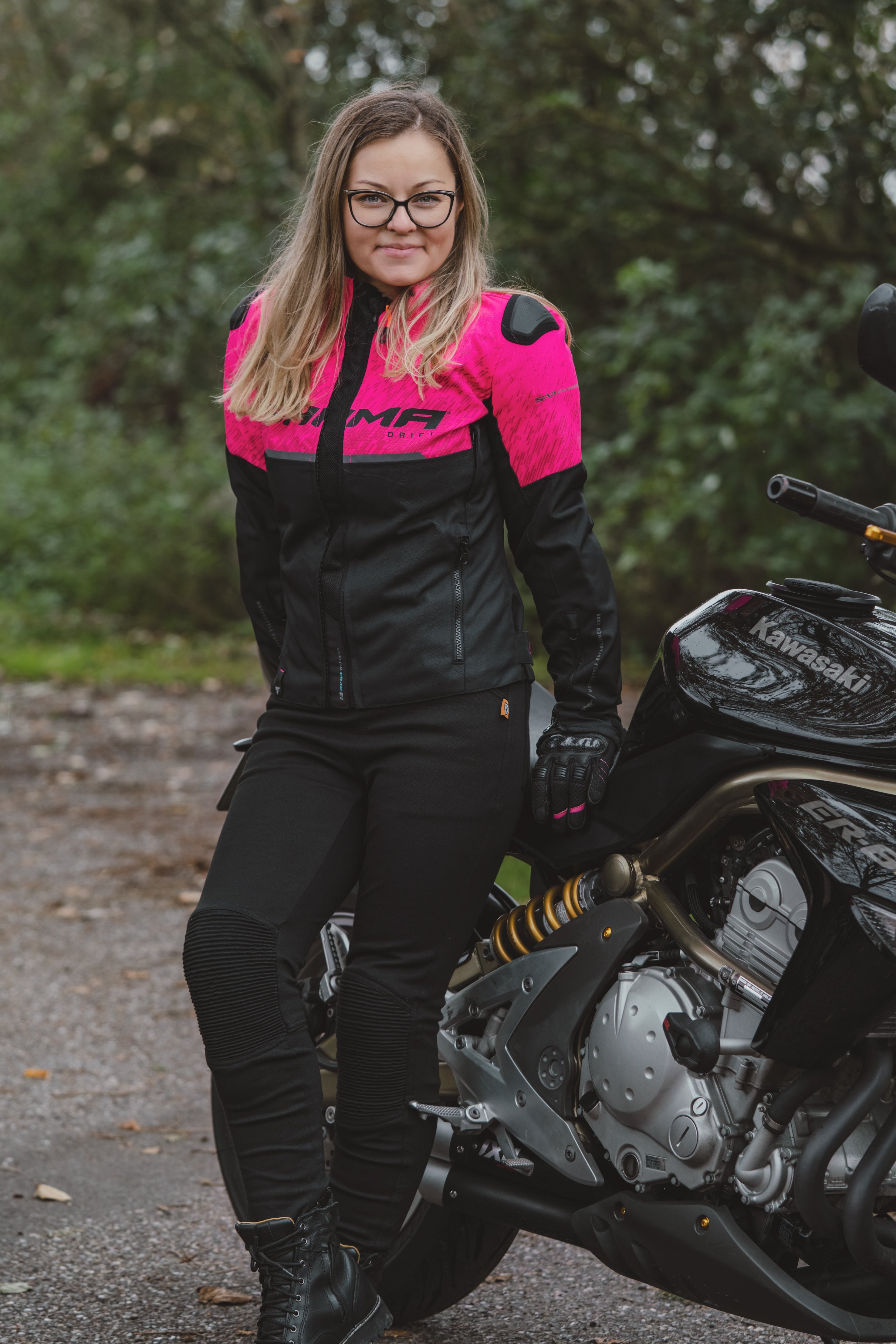 Damen-Motorrad-Leggings mit geripptem Knie-Design