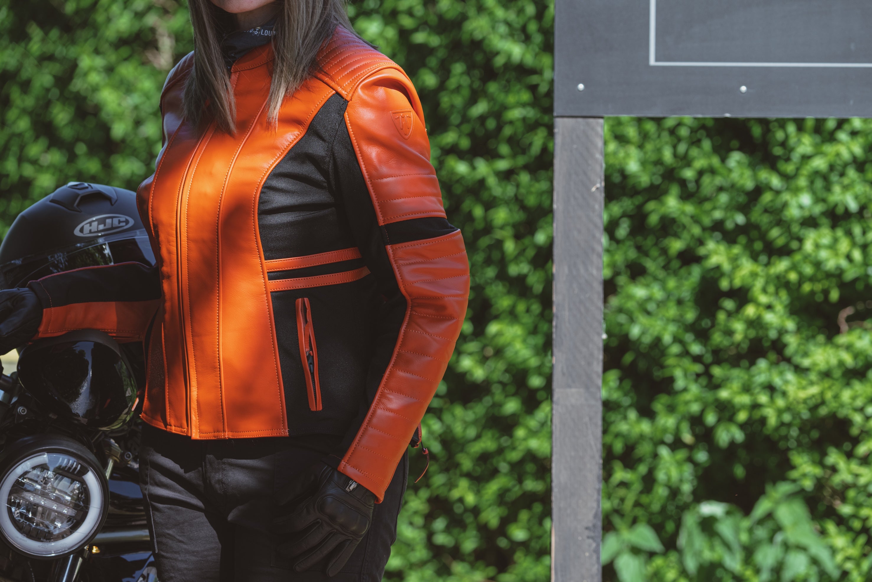 Amelia Orange - Motorrad-Lederjacke für Damen