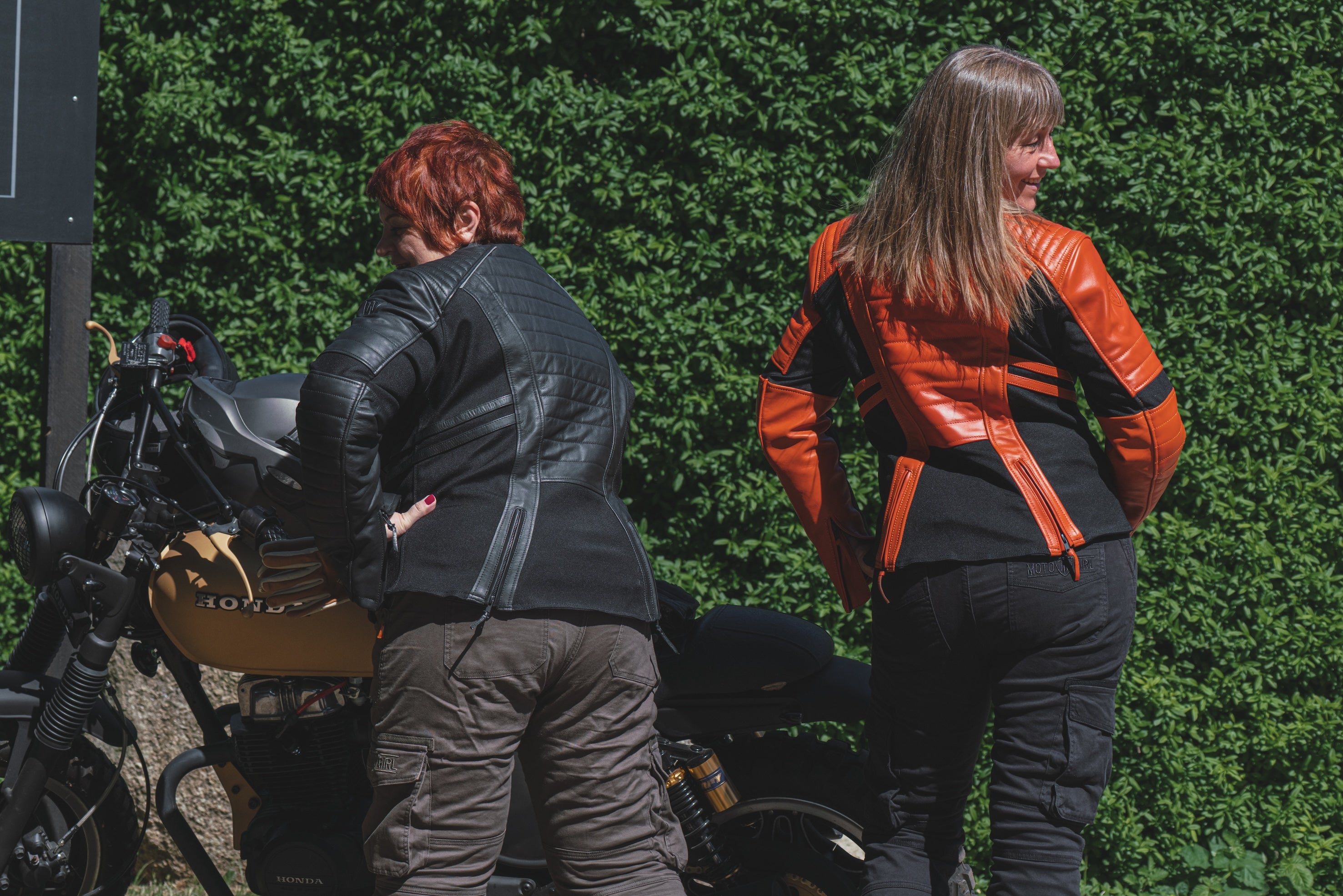 Amelia Orange - Motorrad-Lederjacke für Damen