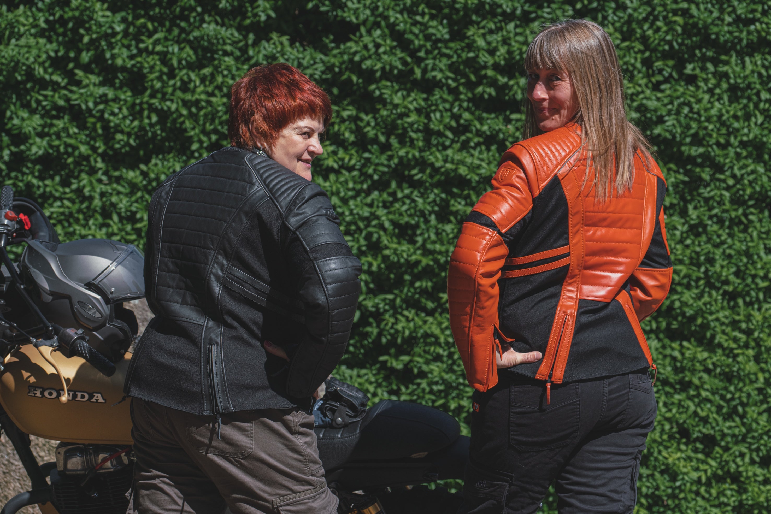 Amelia Orange - Motorrad-Lederjacke für Damen