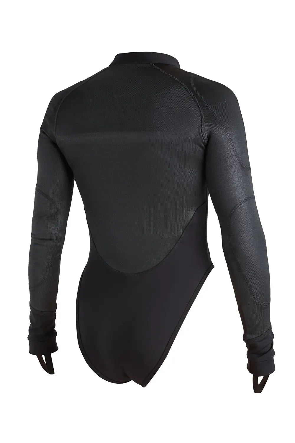 back of armored black motorcycle long-sleeve bodysuit base layer for women