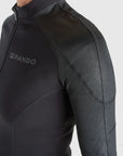 A close up of the shoulder of Pando Moto Armored motorcycle long-sleeve bodysuit base layer for women