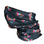 Black neck gaiter with colorful bird pattern on a white background