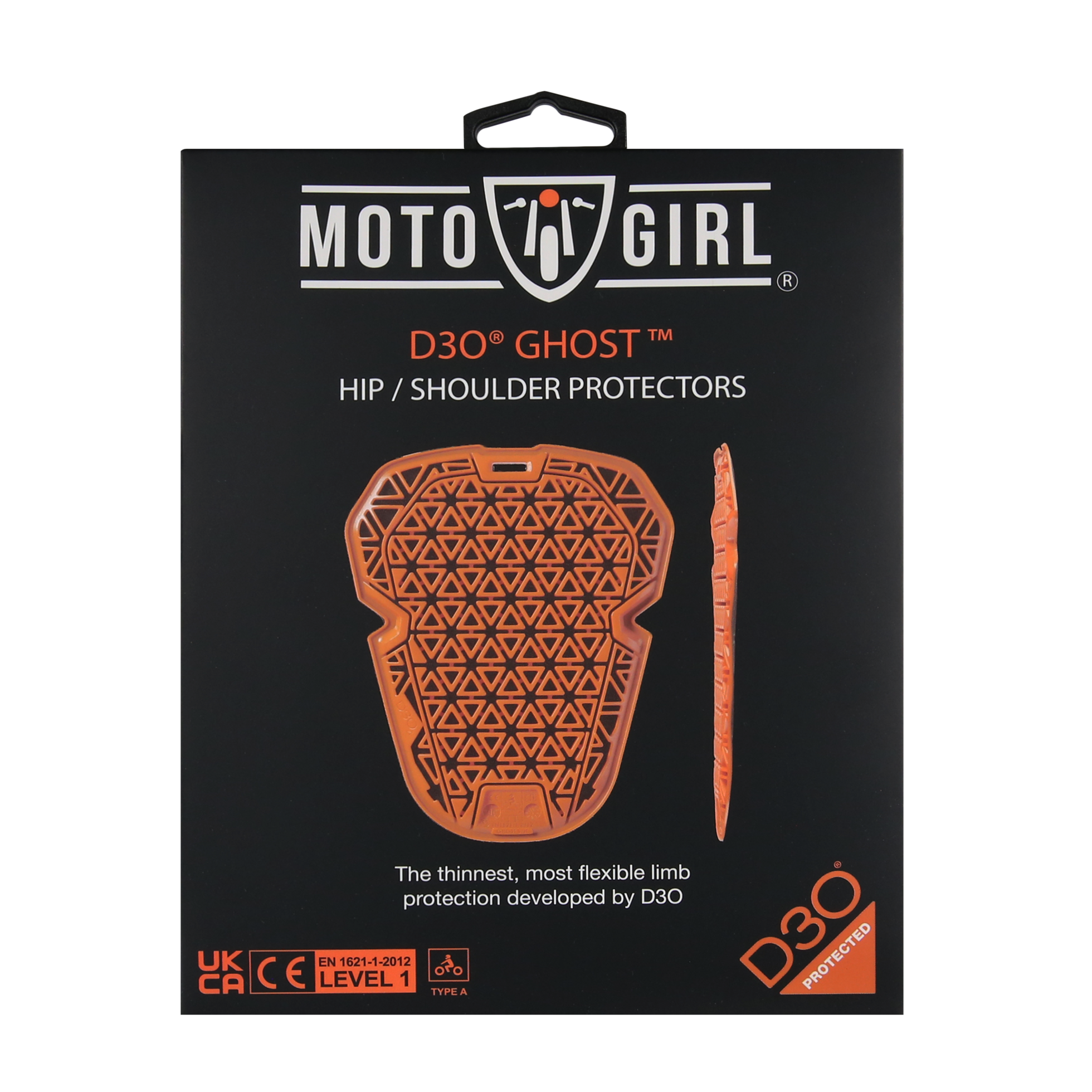 a pack of orange D30 hip and shoulder protectors from MotoGirl