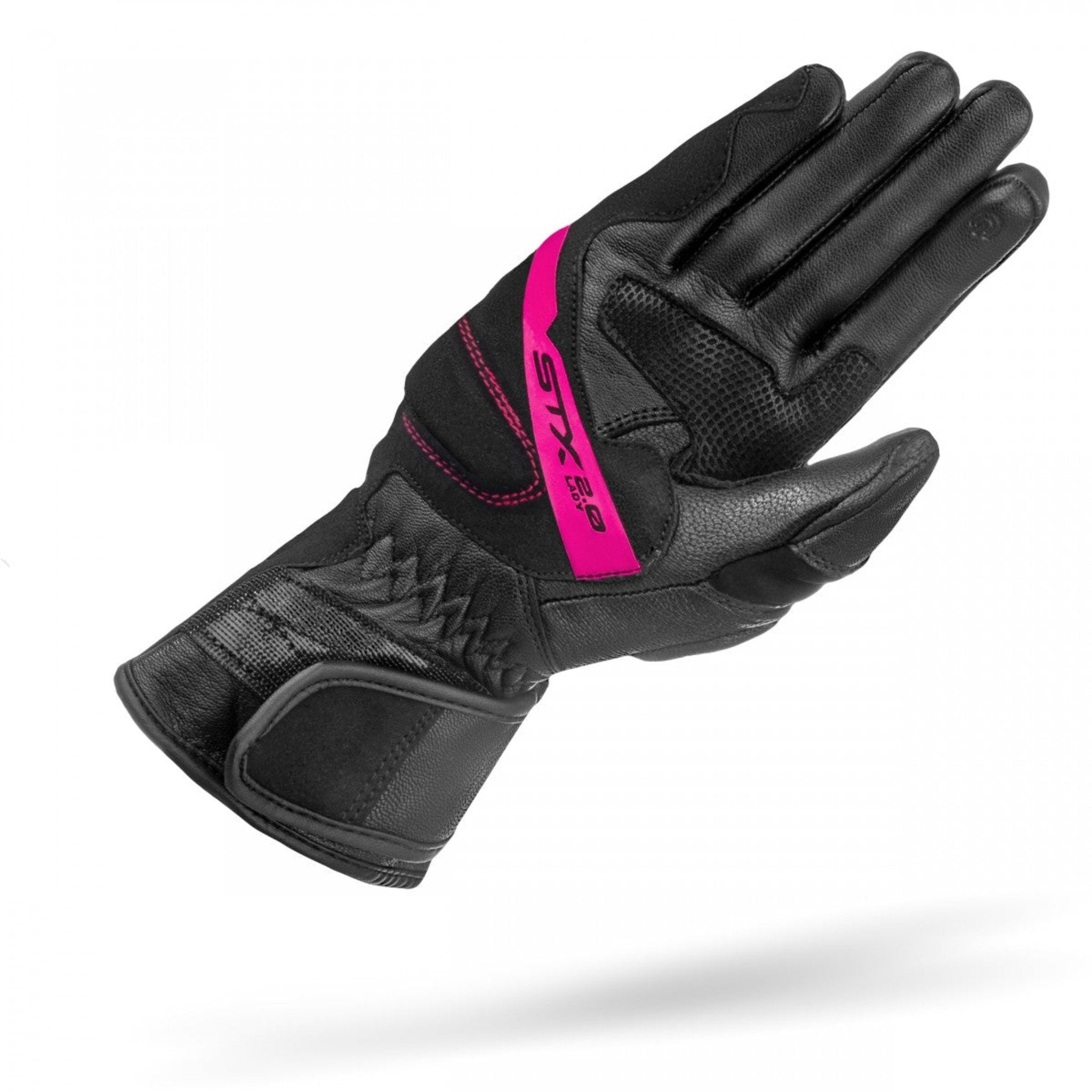 The palm of Black and pink women's leather motorcycle glove STX from SHIMA