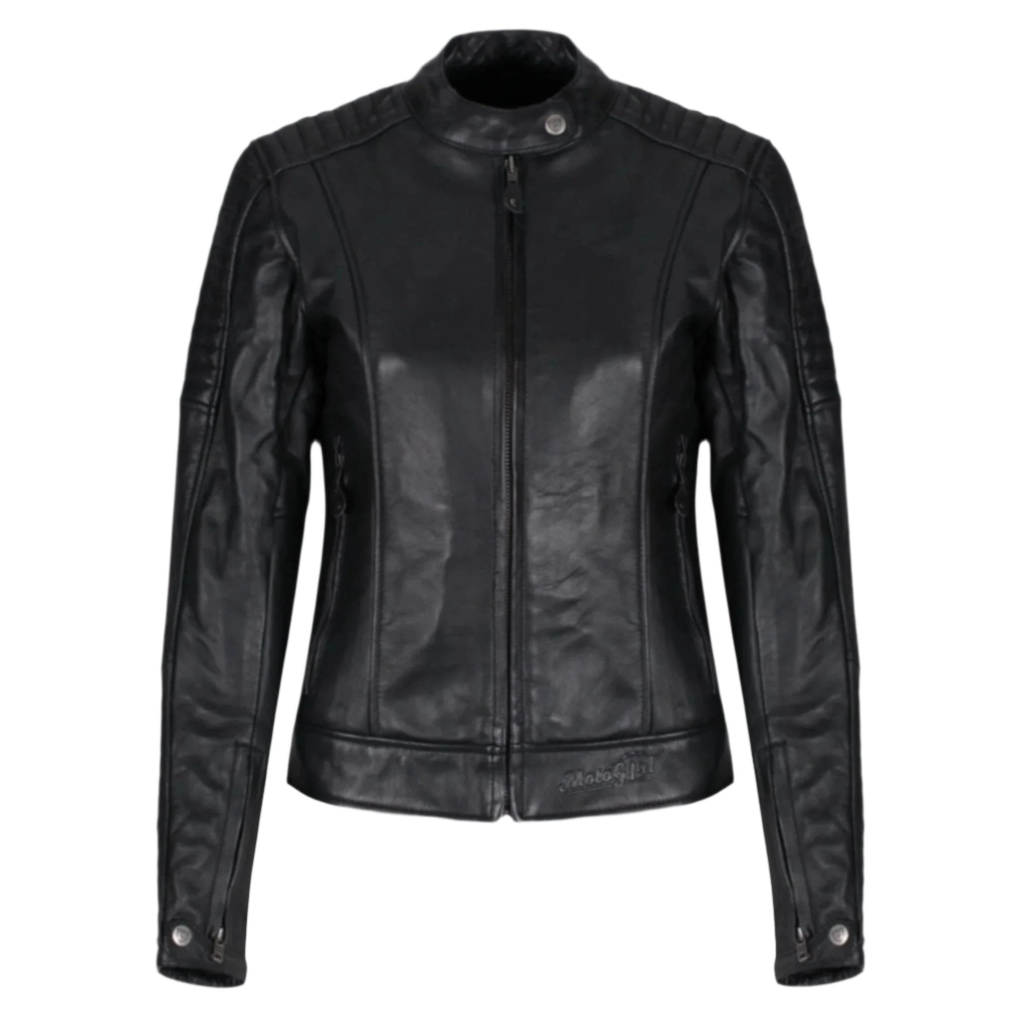 Black leather Valerie jacket with zipper from moto girl