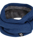 Knitted blue neck warmer with fake fur inside from moto girl