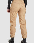 back of woman's lower body wearing beige mila mc cargo pants for ladies from pando moto