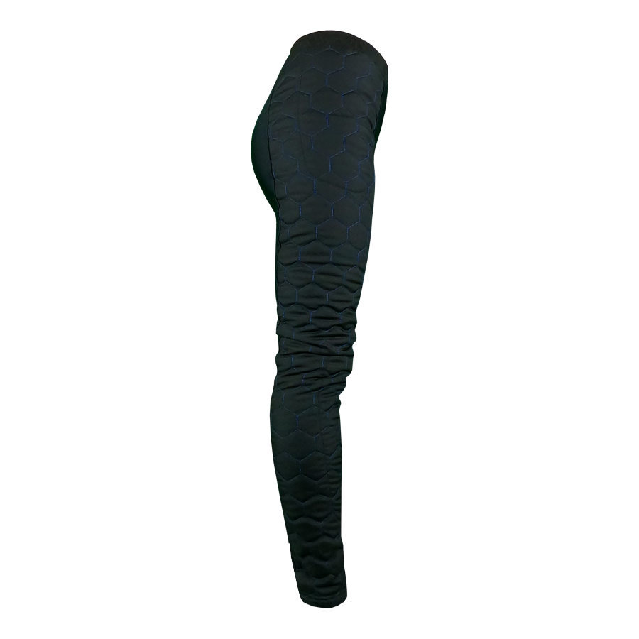 Women's motorcycle leggings from exagon66 in black and green from the side