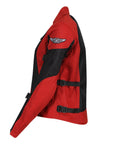 The side of Women's motorcycle summer mesh Jodie jacket from Motogirl in red and black