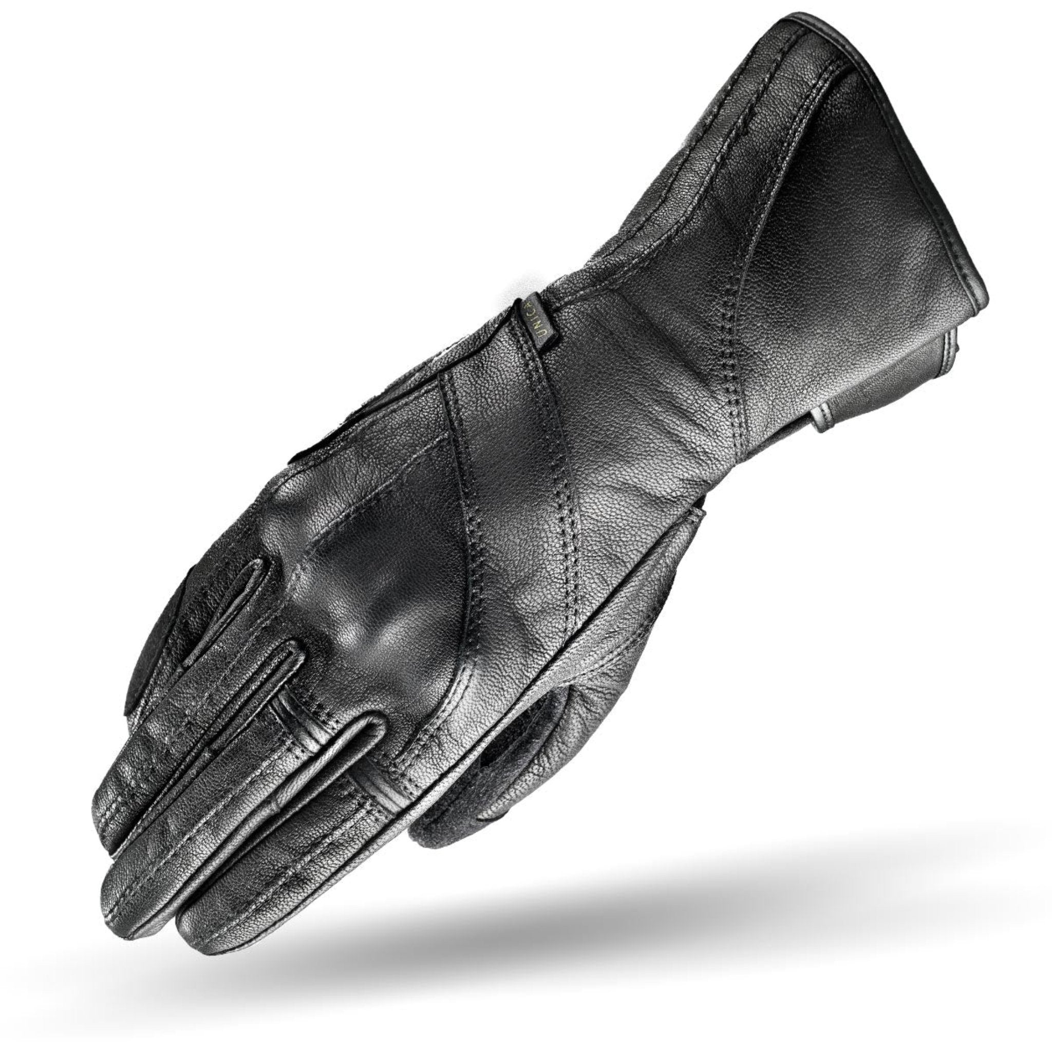 Long leather black women's motorcycle glove